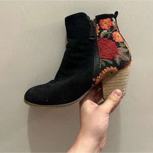 Black Booties with Floral Detail